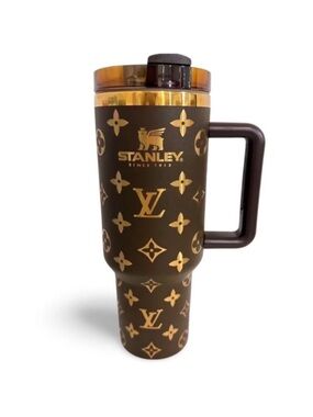 Stanley Brown Gold Patterned Designer Tumbler New in Box
